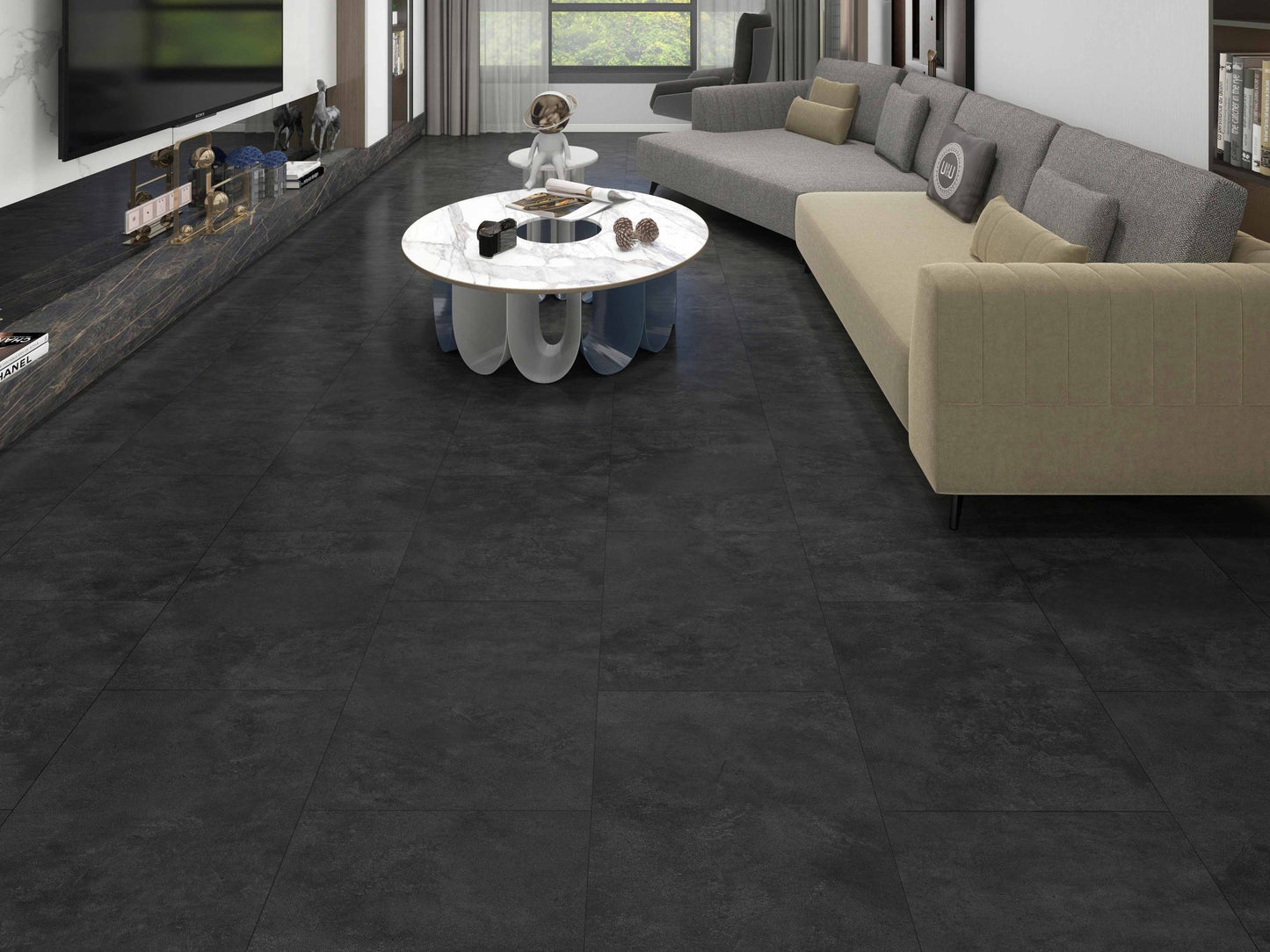 Calitex Stone Concrete Dark PVC tegel Klik – van iVloer Vianen