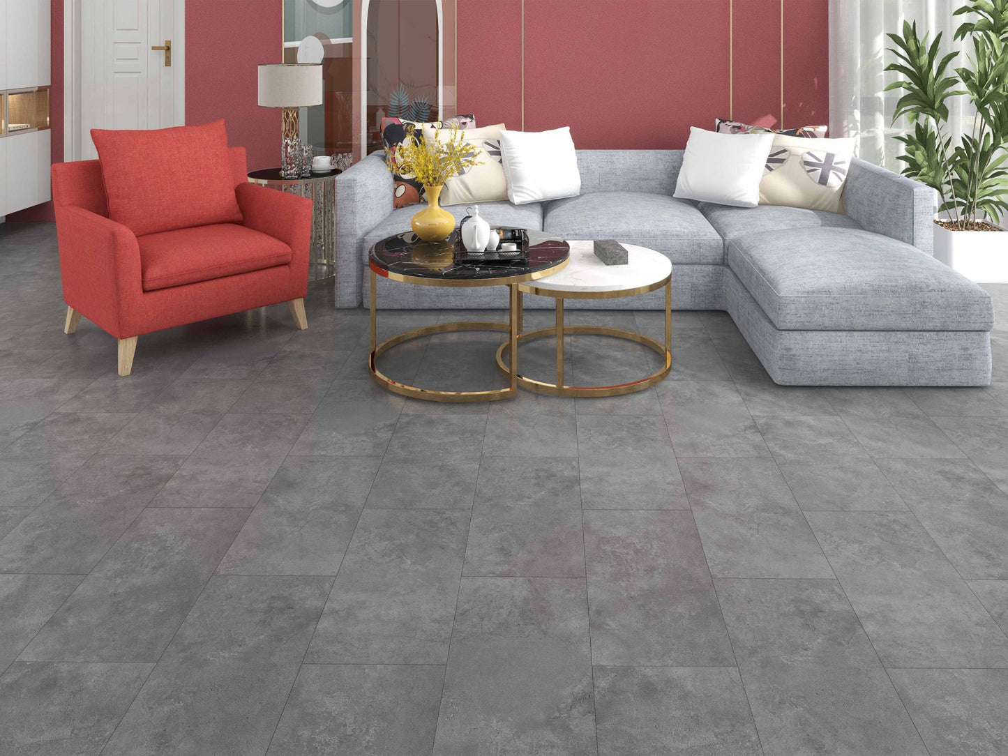 Calitex Stone Concrete Grey PVC tegel Klik