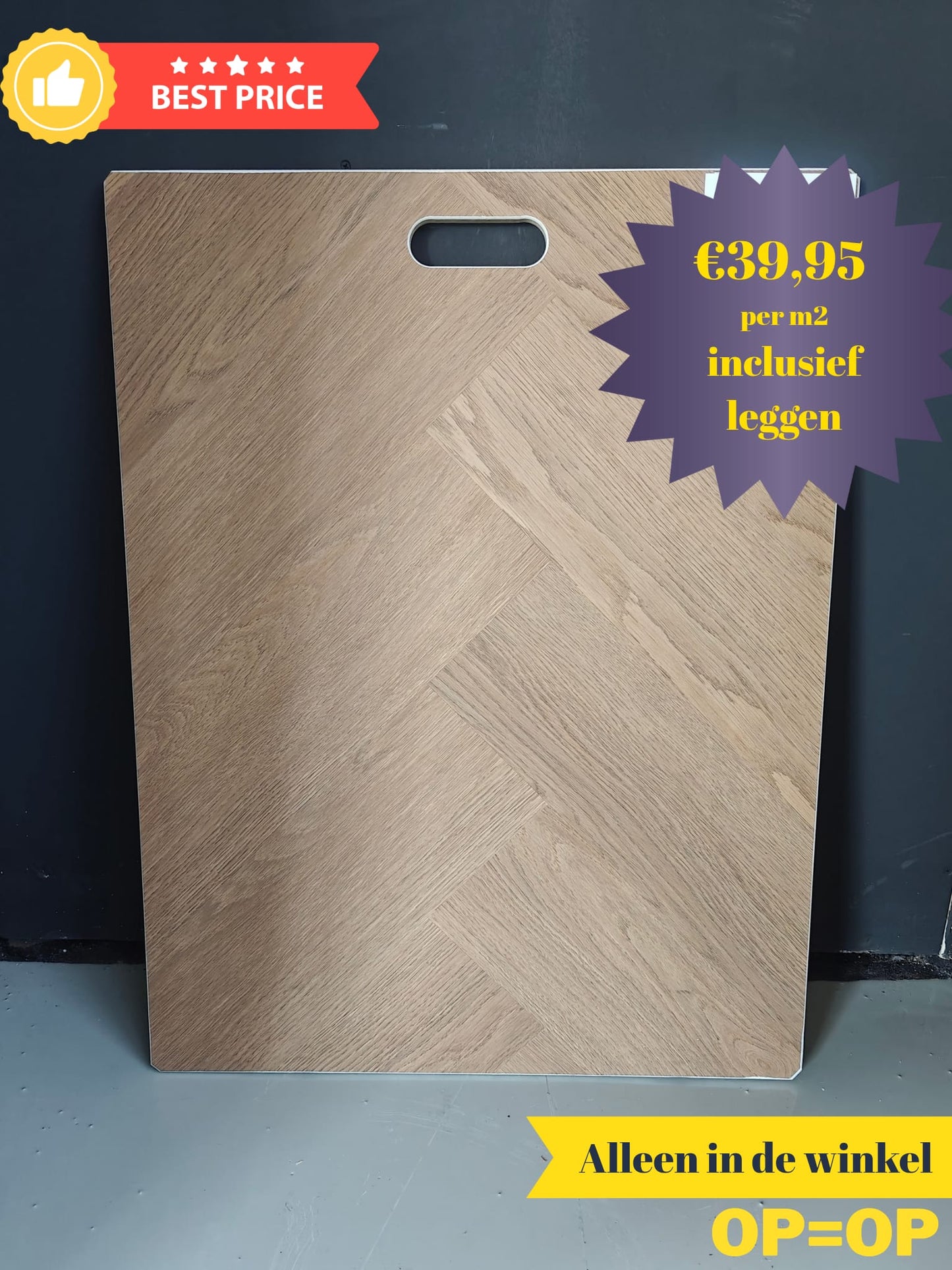 Royal Oak visgraat PVC klik INCLUSIEF legservice